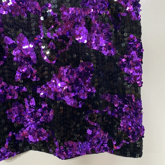 Vintage Silk Niteline Sequin Purple and Black Tank Top - Picture 5 of 11